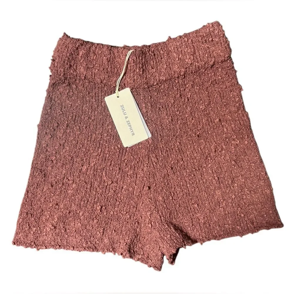 Zulu & Zephyr Plum Boucle Knit Short Size 0-2 (NWT)